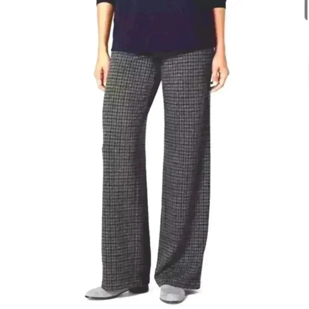 J. Jill Women's Wide Leg Houndstooth Pants in Black and Gray